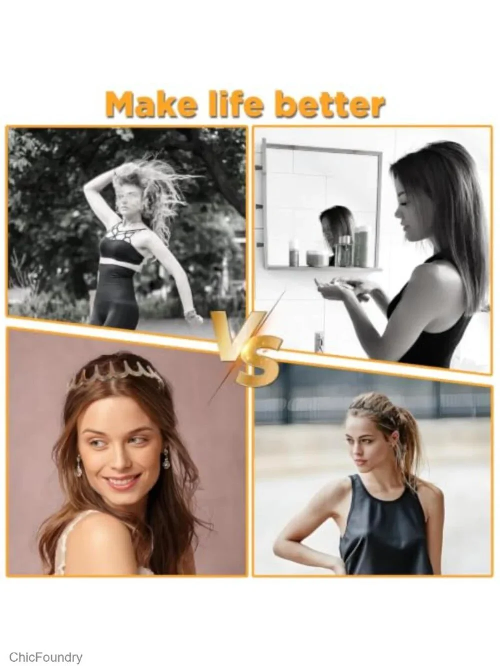 2-Pack U-Shaped Zigzag Headbands for Women, Non-Slip Hair Comb, Volume & Sleek